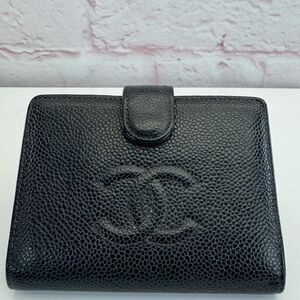 CHANEL Caviar Vintage Black Leather Wallet